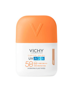 Vichy Capital Soleil UV AQUA tonirani hidratacijski fluid Light nijansa SPF50 50 ml - hidratacijski, svjež, lagano tonirani fluid za lice s naprednom dnevnom UV zaštitom.