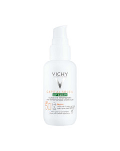 Vichy Capital Soleil Fluid protiv nepravilnosti SPF 50+ 40 ml - protiv nepravilnosti nudi vrlo visoku zaštitu od UVA i UVB zraka, bori se protiv hiperpigmentacijskih mrlja i matira kožu.