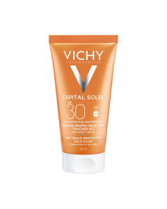 Vichy CAPITAL SOLEIL Dry touch fluid za zaštitu od sunca za mješovitu do masnu osjetljivu kožu SPF30, 50 ml - za muškarce i žene sa svijetlom mješovitom do masnom kožom.